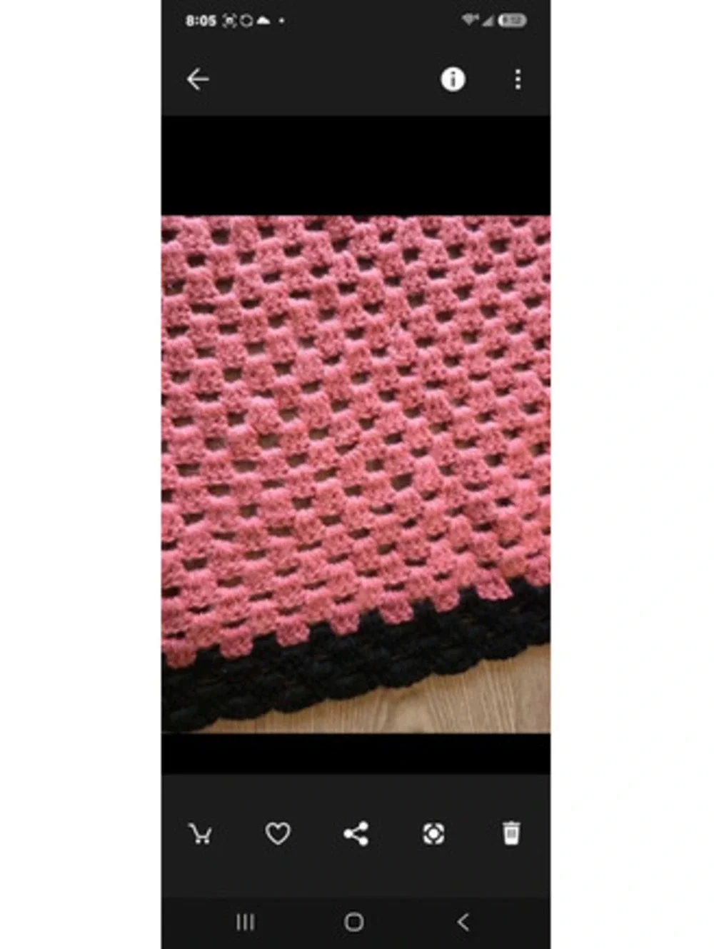 Handmade Pink and Black Crochet Bed Throw Blanket